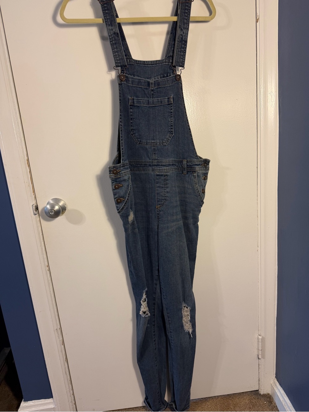 True Craft Distressed Denim Overalls in Blue size 11 (medium)